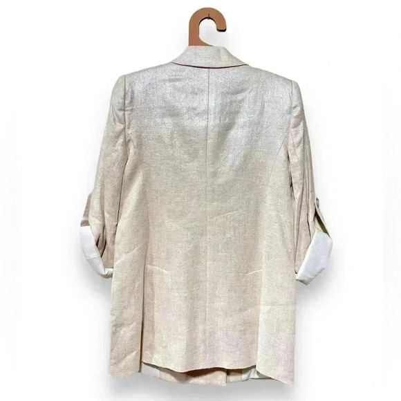 NWT Veronica Beard Parineti Linen Metallic Cream Silver Dickey Blazer Jacket 2 - Picture 8 of 16